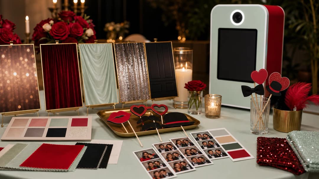 Décor et accessoires thématiques pour un photobooth d'événement